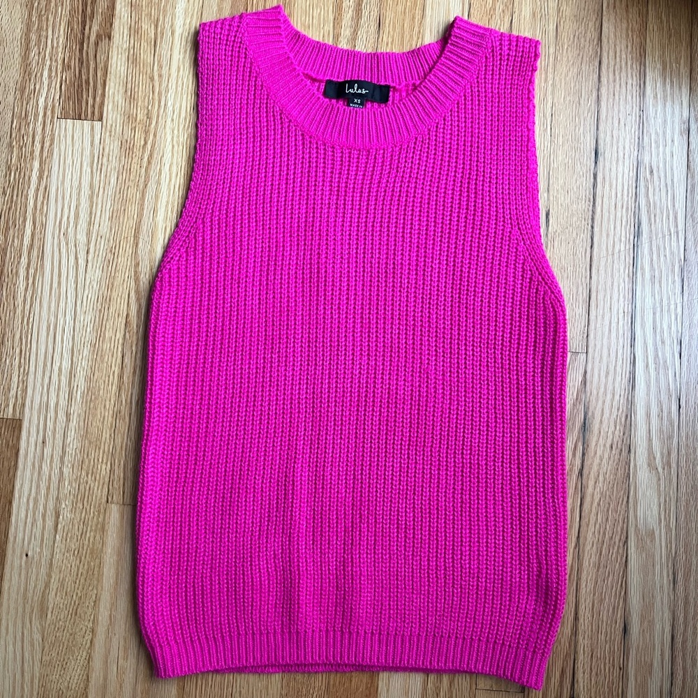 Lulus Vibrant Pink Sleeveless Sweater